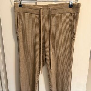 Splendid Beige Ribbed Cropped Joggers